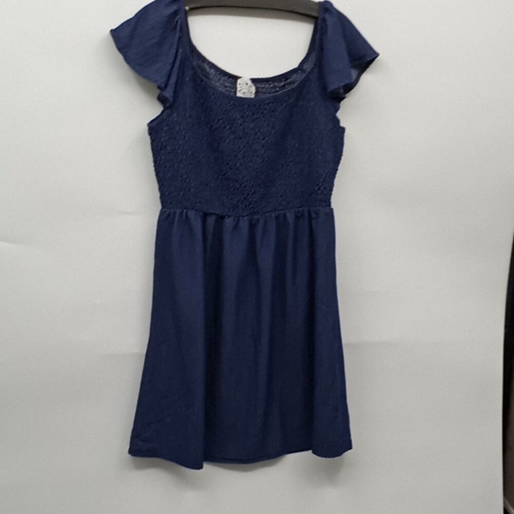 Naif Women's Blue Sleeveless with Ruffle Smocked Baby Doll Dress Size Medium